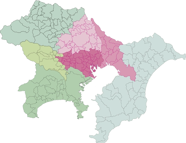 対応エリア地図（東京都、埼玉県、千葉県）